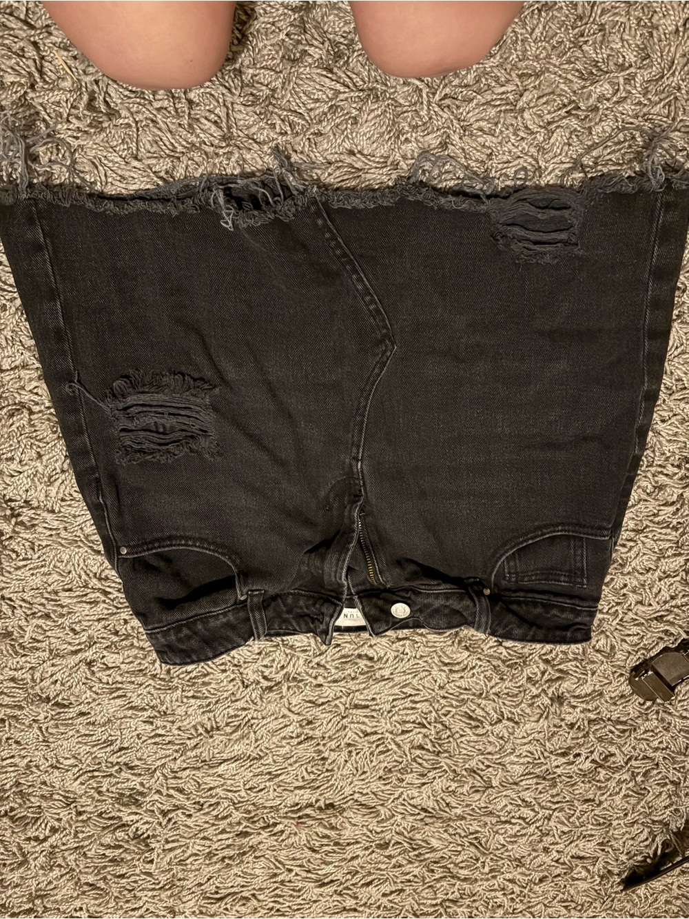 PacSun Black Distressed High-Rise Denim Shorts